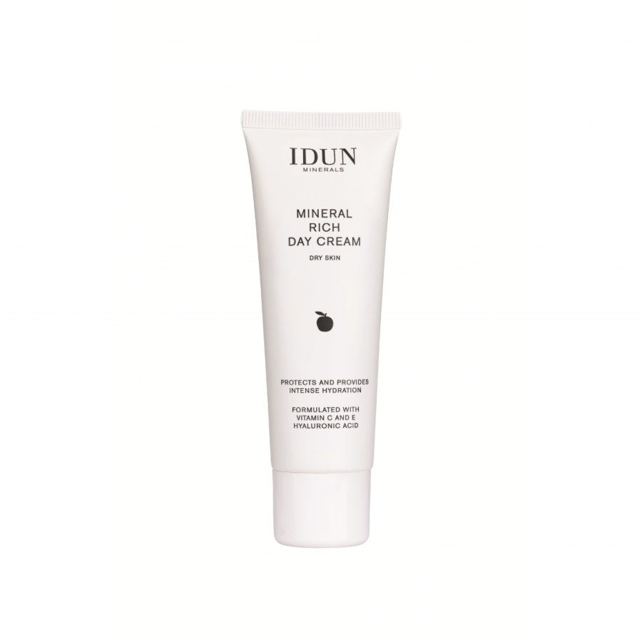 IDUN Minerals drėkinamasis dieninis kremas sausai odai su hialuronu, vitaminu C ir E, 50 ml.