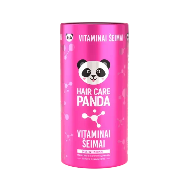 HAIR CARE PANDA vitaminai šeimai, guminukai, 60 vnt.