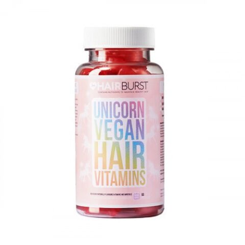 Hairburst Unicorn Vegan Hair Vitamins Veganiški Maisto Papildai Plaukams, Aviečių Skonio 60 Guminukų