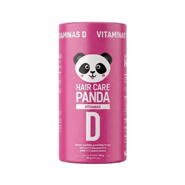 HAIR CARE PANDA maisto papildas VITAMINAS D 2000IU, 180g, 60 guminukų